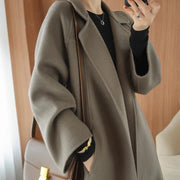 Reversible Cashmere Coat Women's Mid-length Loose Over Knee Coat hercurva