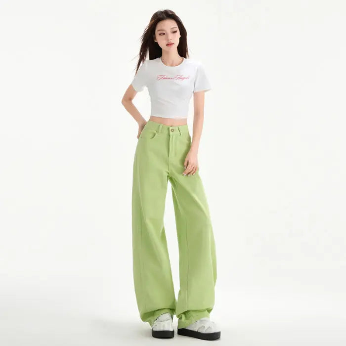 Cherry Blossom Wide Leg Draping Mop Jeans hercurva