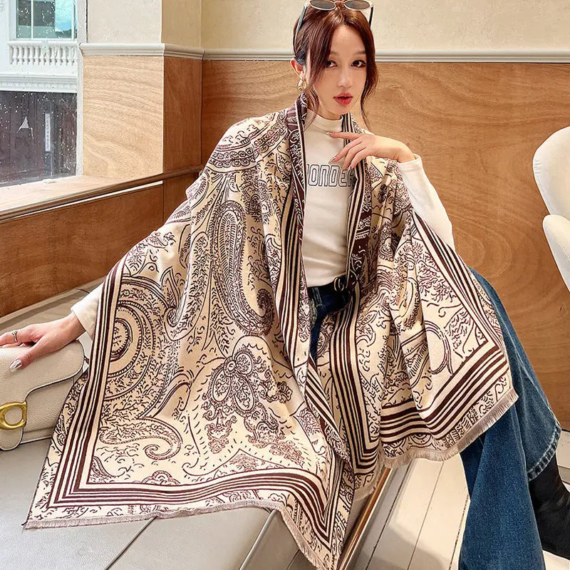 Female Versatile Fashion Thickened Warm Cashmere Scarf hercurva