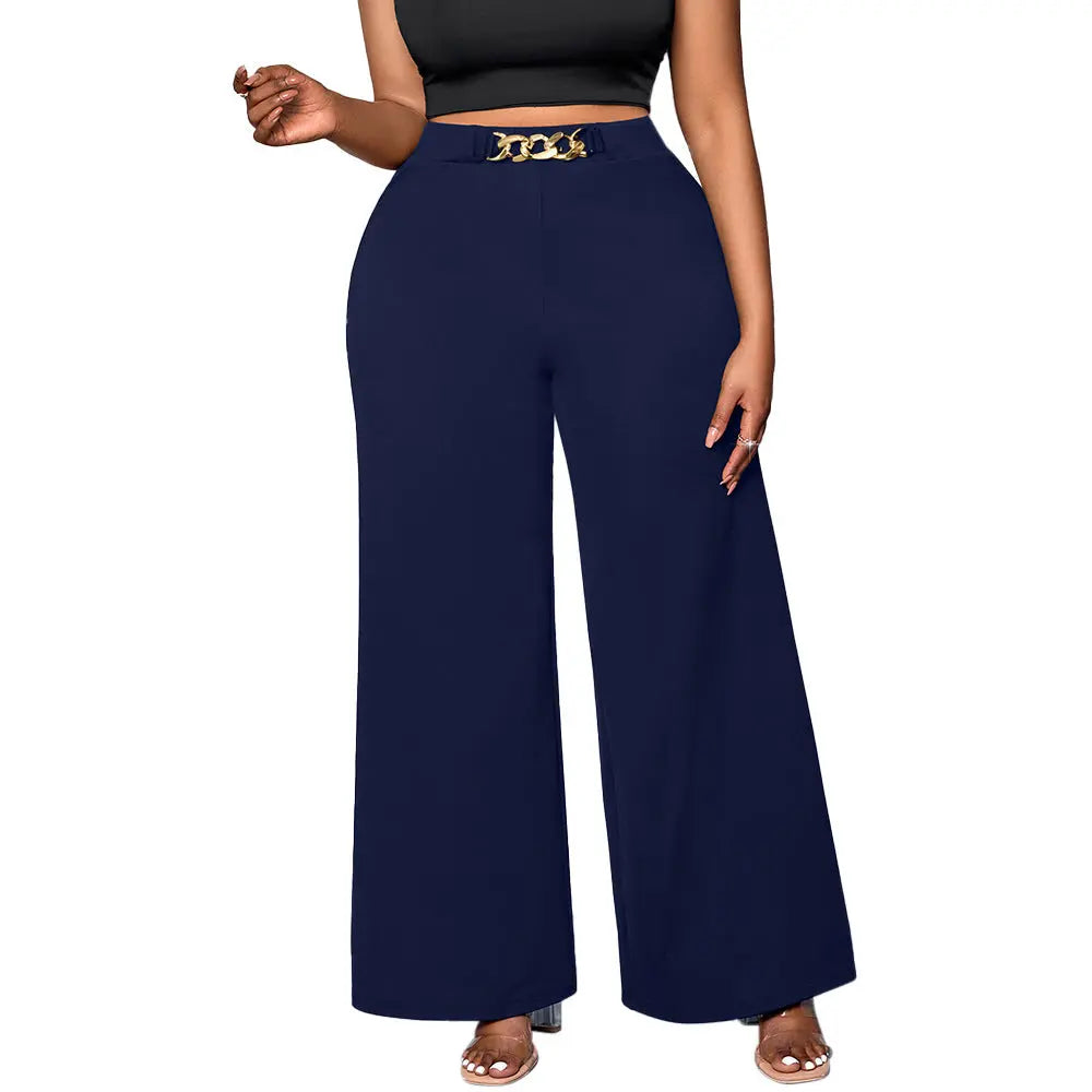 Summer Plus Size Metal Buckle Trousers For Women hercurva