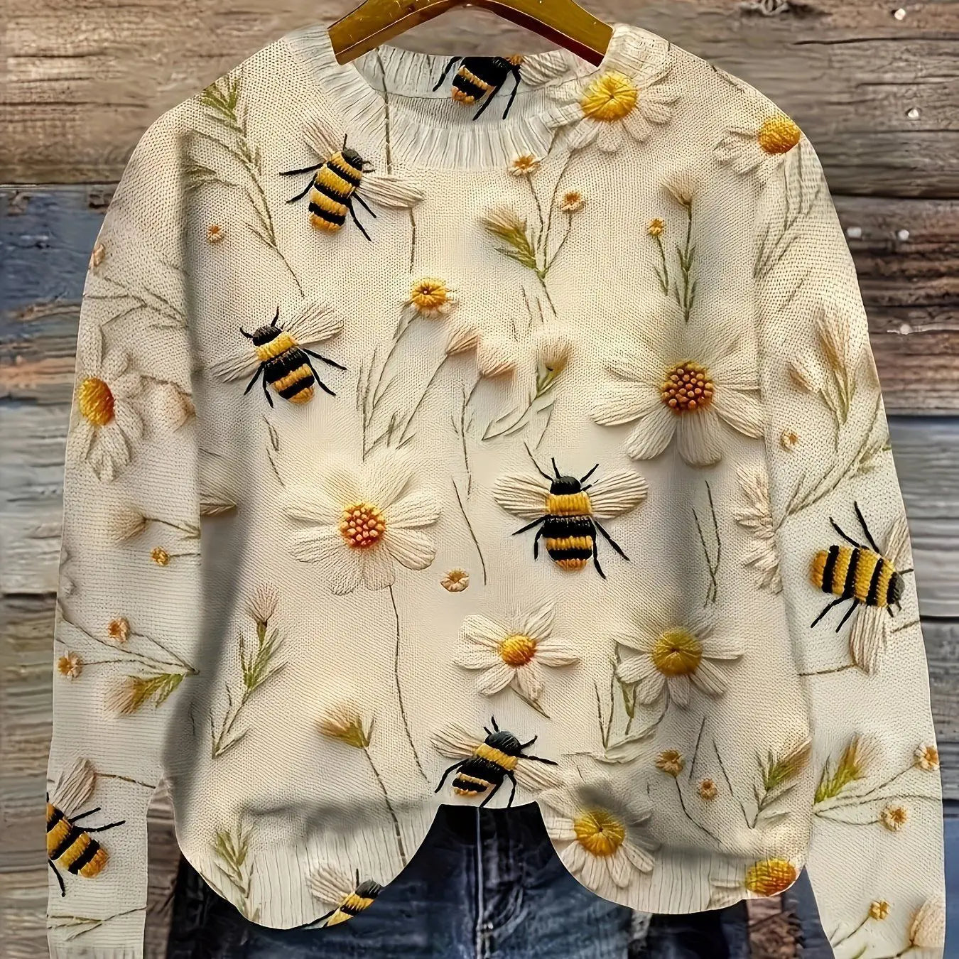 Abstract Style Printed Drop-shoulder Long-sleeve Women's Sweater Casual hercurva