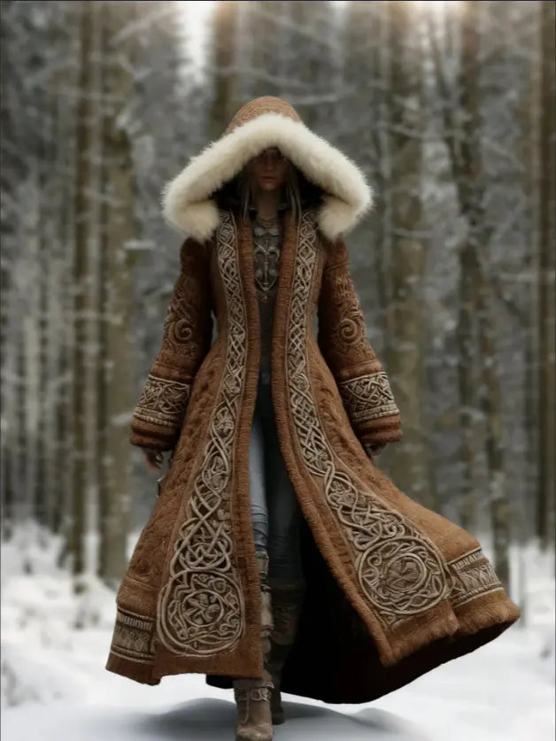 Long Loose-fitting Hooded Coat With A 3D Digital Print hercurva