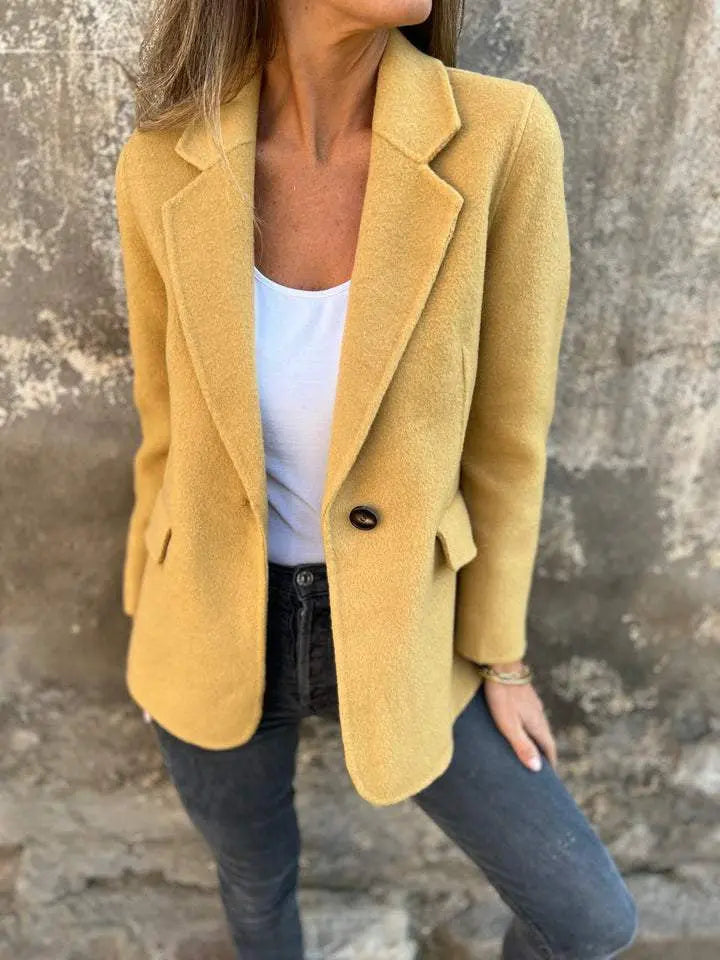 Ins Button Lapel Short Blazer Winter Fashion Commuter Jacket Outwear Women's Clothing hercurva