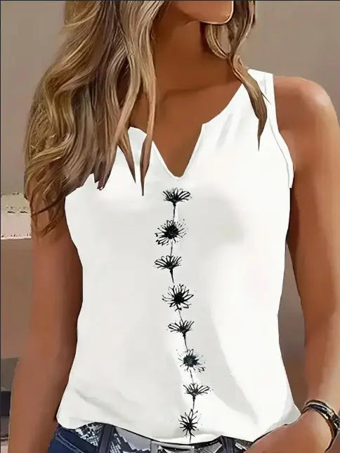 Floral Print Tank Top, Casual Notch Neck Summer Sleeveless Top, Women's Clothing hercurva