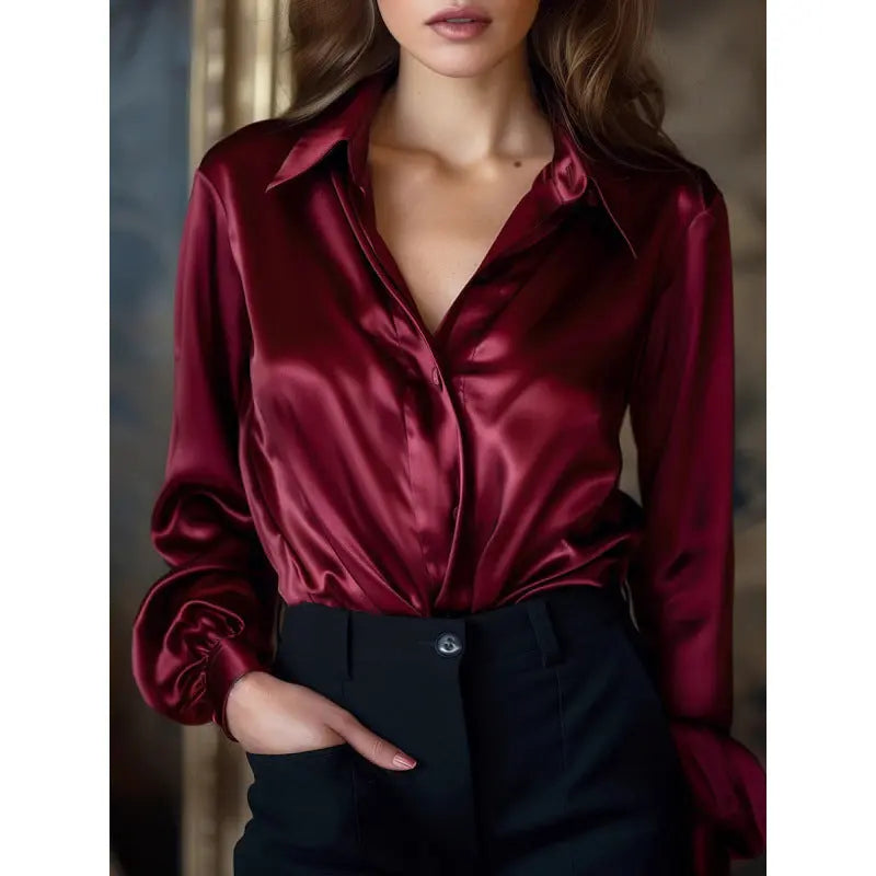 Solid-color Casual Loose-fit Women's Shirt hercurva