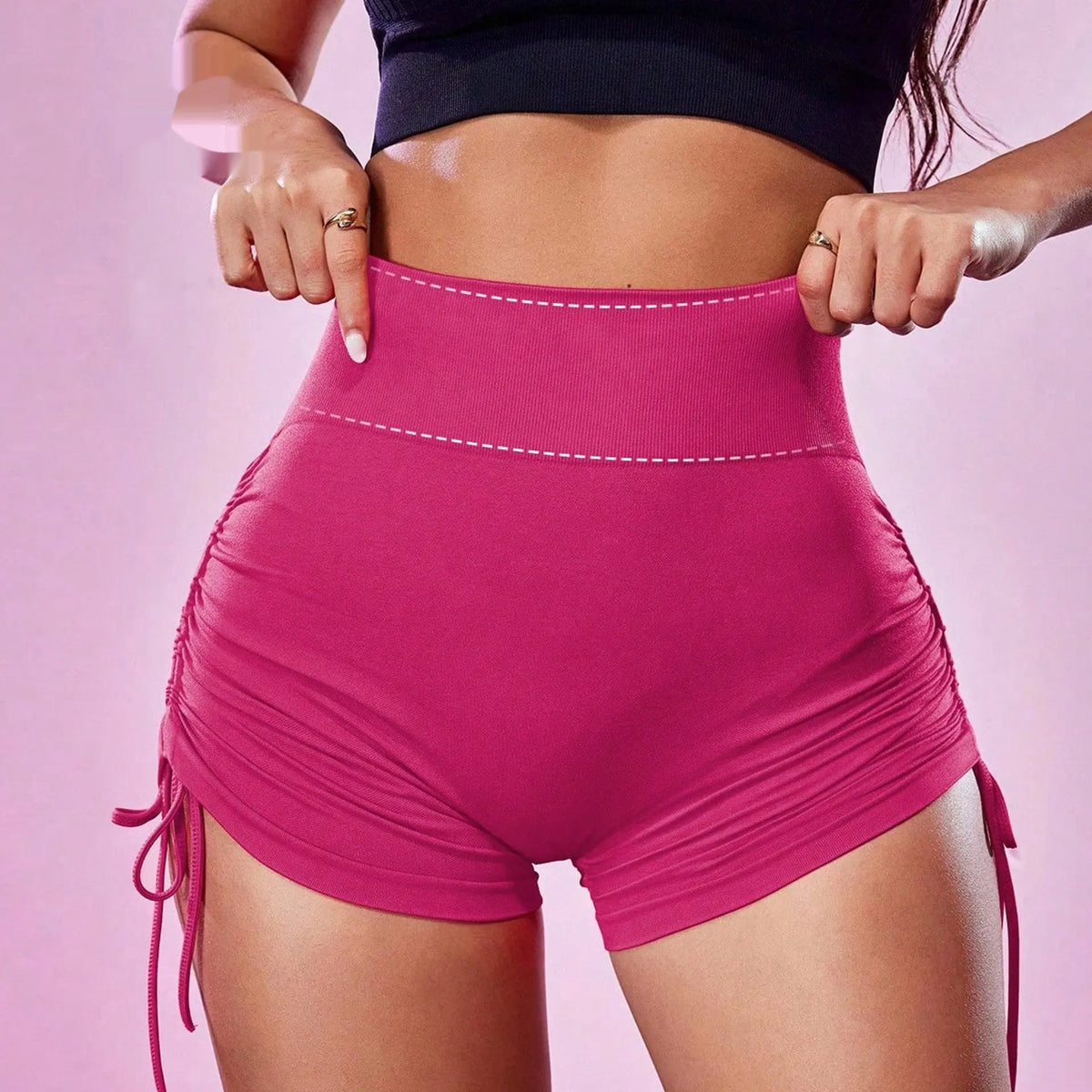 Women's Solid Color Minimalism Yoga Drawstring Shorts hercurva