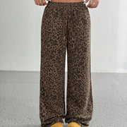 Leopard Print Floral Print Casual Jumpsuit Wide Leg Loose hercurva