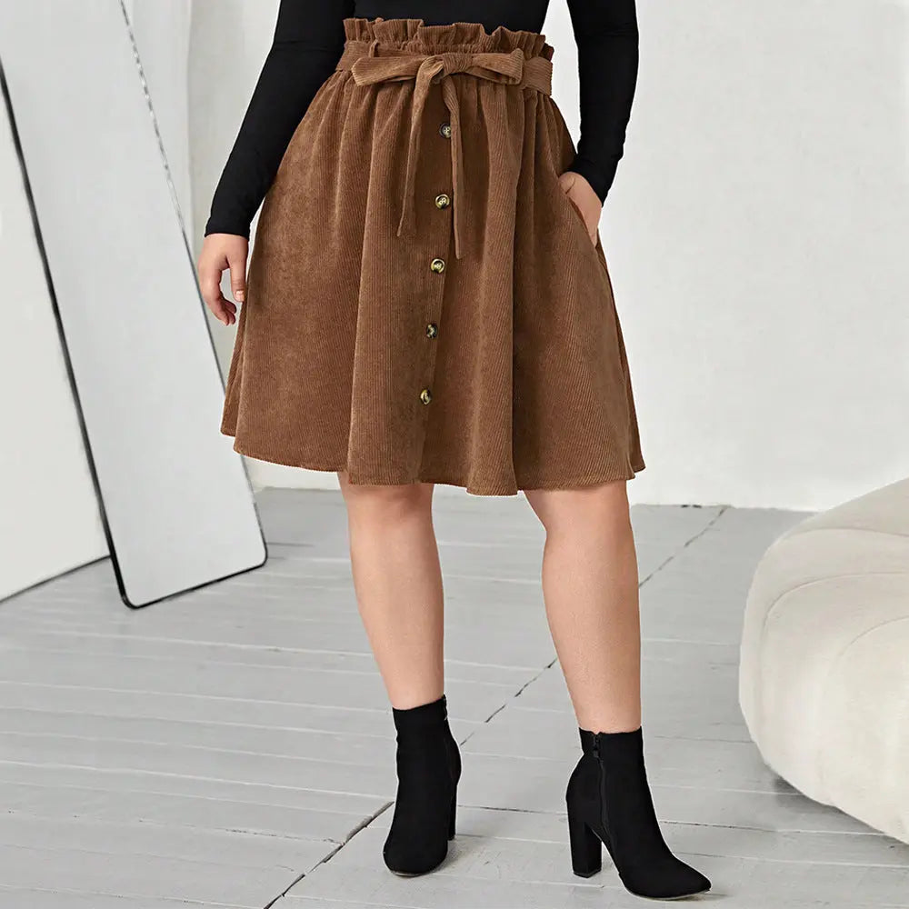 Women's Polyester Umbrella Skirt Retro Slimming High Waist Casual hercurva
