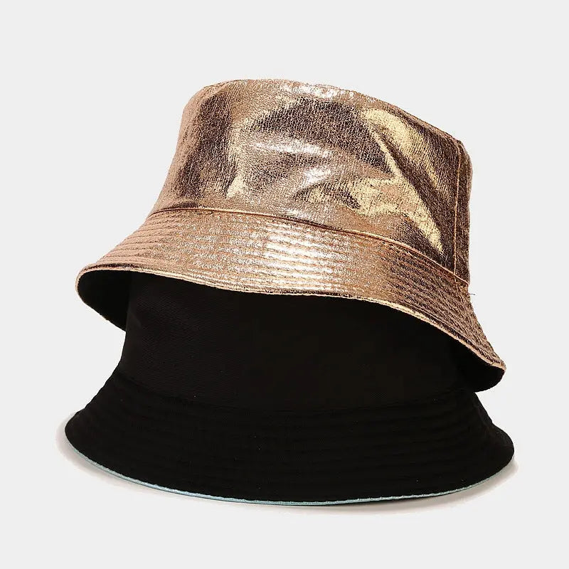 New Lacquer Leather Fisherman Hat Female Creativity hercurva