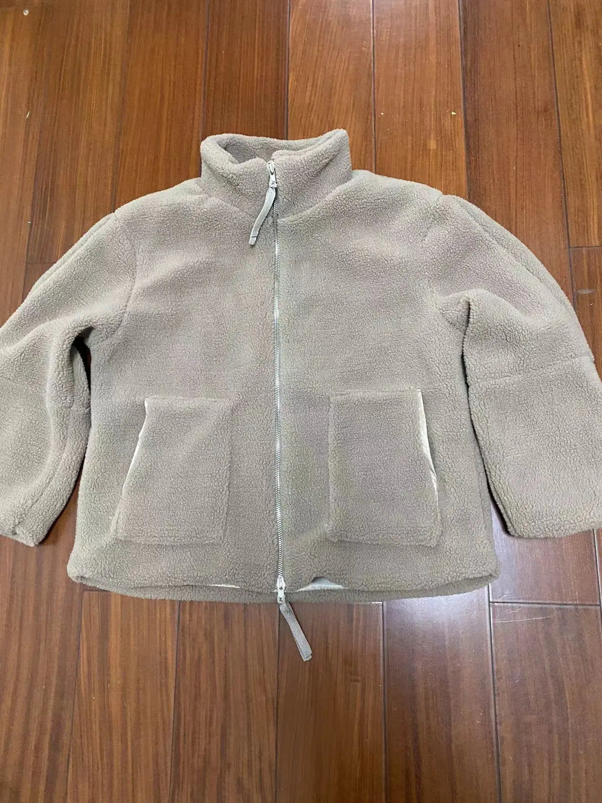 Women's Stand Collar Zipper Idle Style Lamb Wool Casual Cotton-padded Clothes Coat hercurva