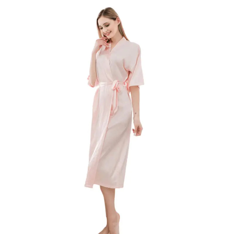 Satin Kimono Robes For Women Bride Long Robe Sleepwear hercurva