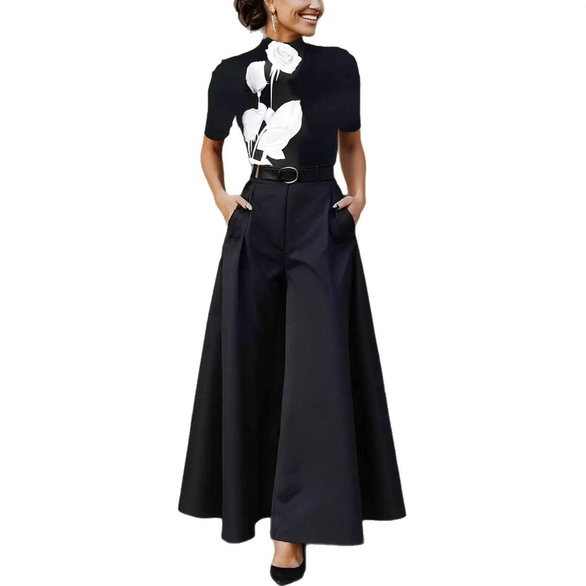 Cities Solid Color Wide-leg Pants No Belt hercurva