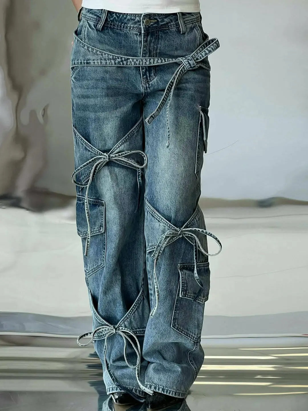 Denim Utility Jeans With Knot - Tied Elements hercurva