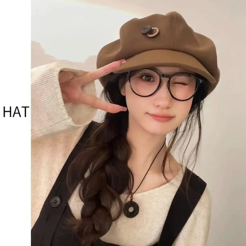 Cloud Hat For Women Autumn And Winter All-matching Small Face hercurva