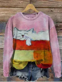 Women's Printed Crew Neck Sweatshirt hercurva