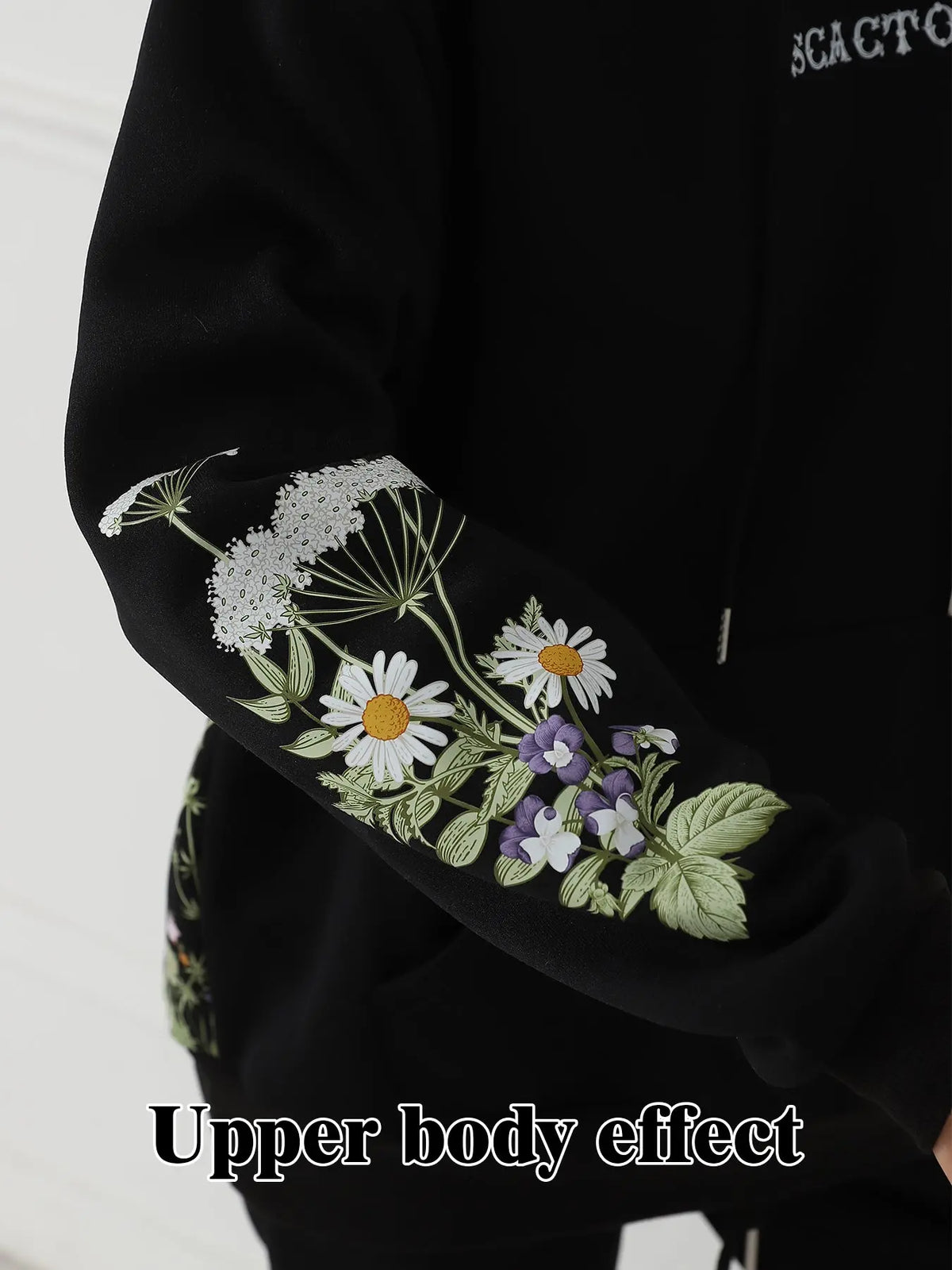Women's Solid Color Floral Long Sleeved Sweatshirt hercurva