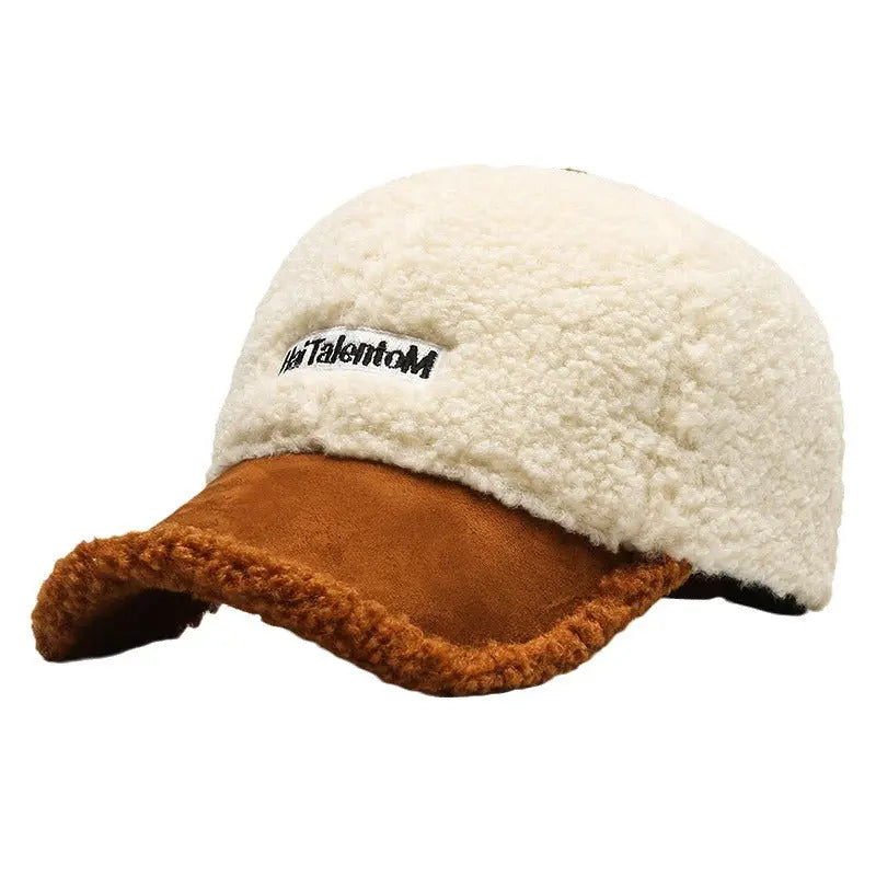 Autumn Winter Color Matching Fashion All-match Plush Warm Peaked Cap hercurva