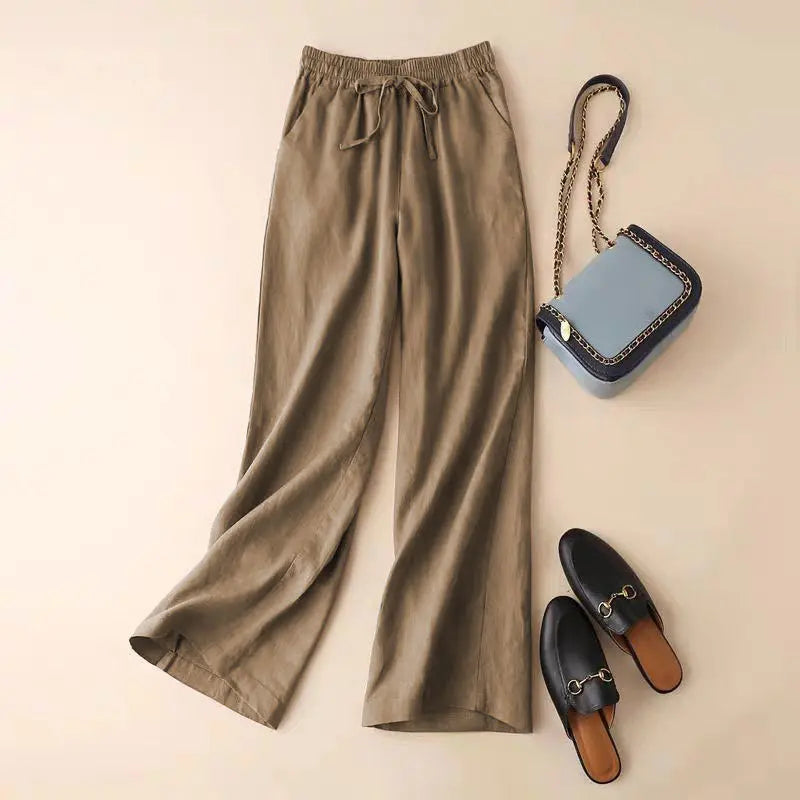 Literature And Art Cotton And Linen Large Casual Wide Leg Pants Women hercurva