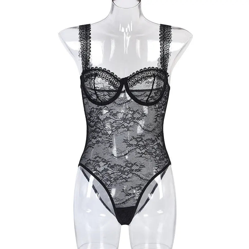 Lace Floral Close-fitting Bodysuit For Women hercurva