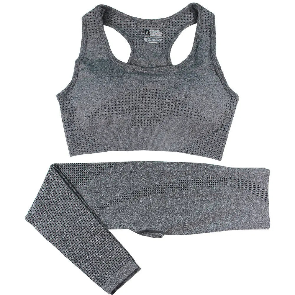 2PCS Seamless Yoga Set Women Tracksuit High Waist Leggings Workout Sportswear Gym Clothing Fitness Crop Top Sports Suits Gym Set hercurva