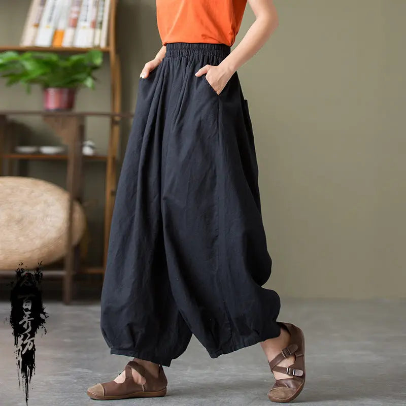 Cotton Linen Women's Sand Washed Linen Bloomers hercurva