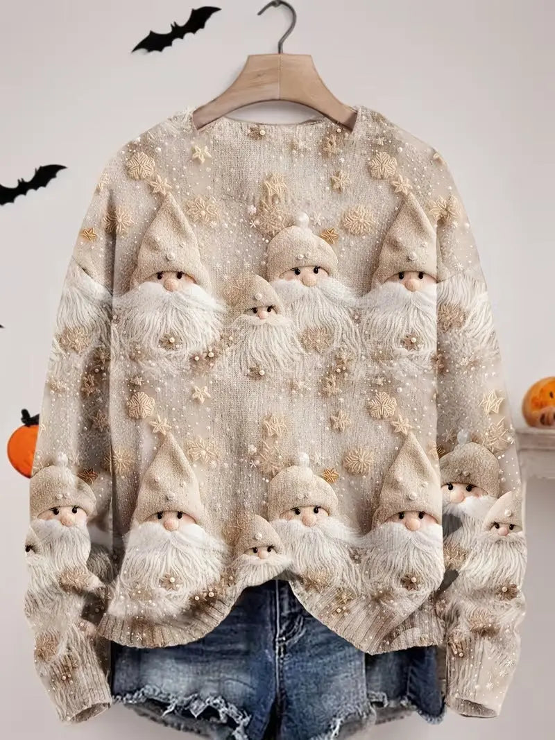 Women's Pullover Christmas Pattern Round Neck Sweatshirt hercurva
