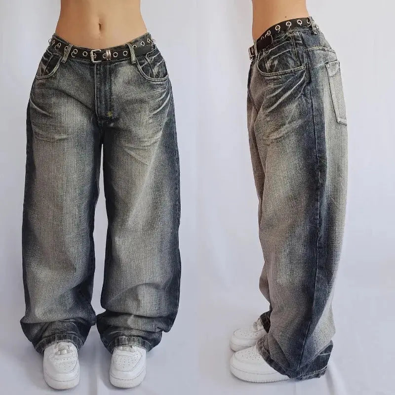 American Retro High Street Wide Leg Jeans For Women Spring And Autumn New hercurva