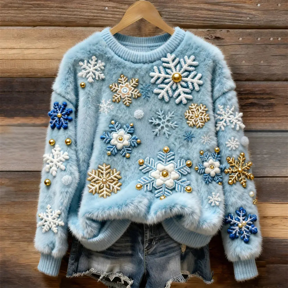 Women's Christmas Crew-neck Patterned Top hercurva