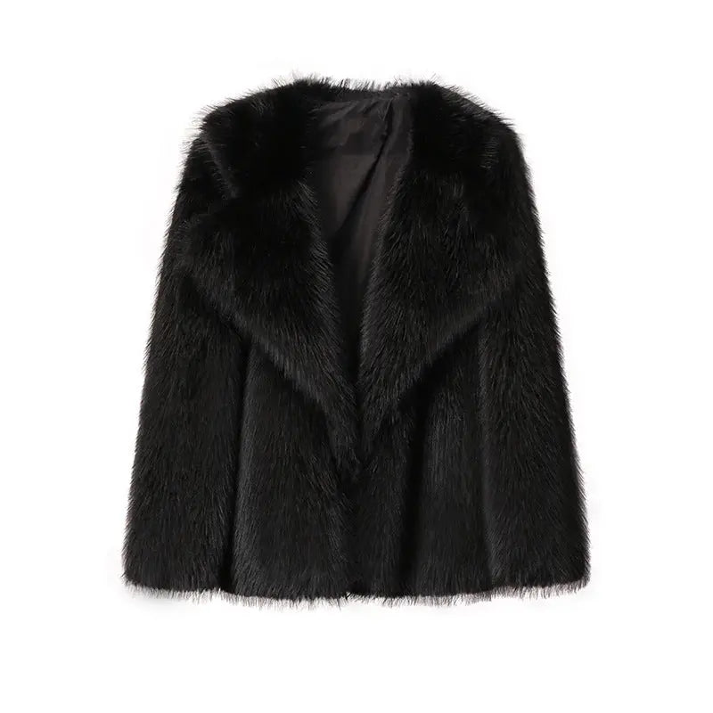 Lapel Leather Fur Coat Women's Artificial Wool Clip Coat hercurva