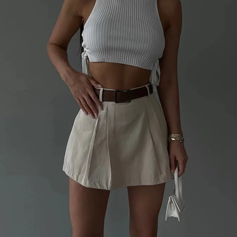 Women's Fashion Solid Color High Waist Skirt hercurva