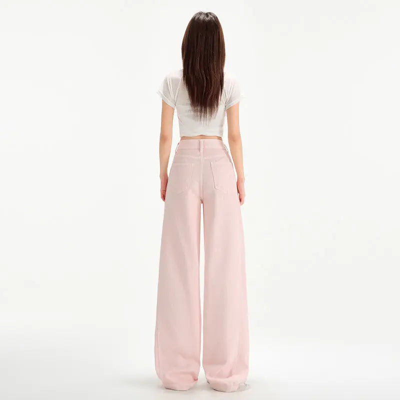 Cherry Blossom Wide Leg Draping Mop Jeans hercurva