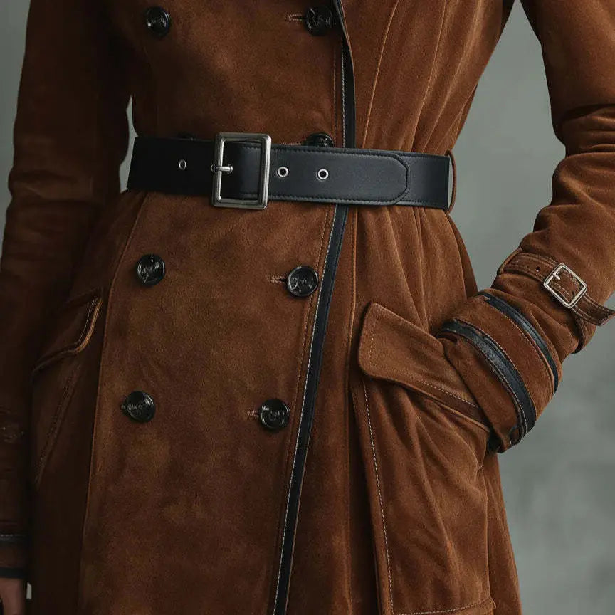 New Women's Clothing Fall Winter Coat Lapel Western Style Suede Long hercurva