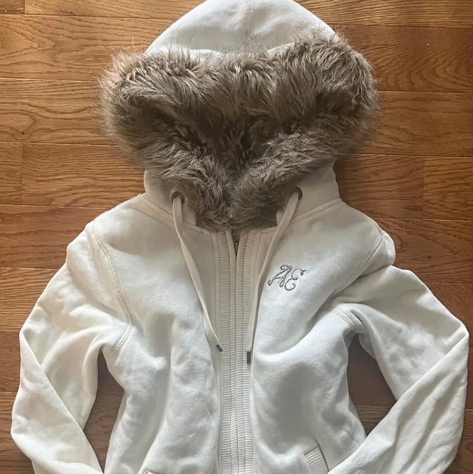 American Retro Hot Girl Hooded Women's Zipper Casual Waist-tight Sweater hercurva