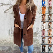 Single-breasted Polo Collar Pocket Mid-length Coat hercurva