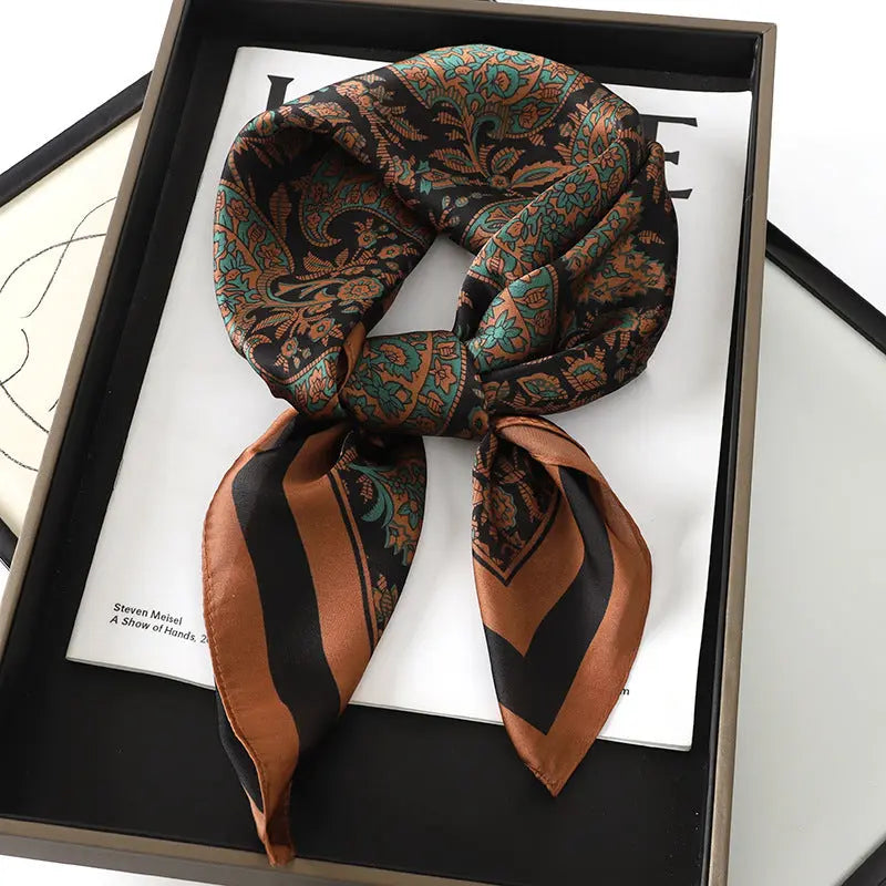 Artificial Silk Striped High-grade Korean Style Stylish Beach Arm Bag Silk Scarf hercurva