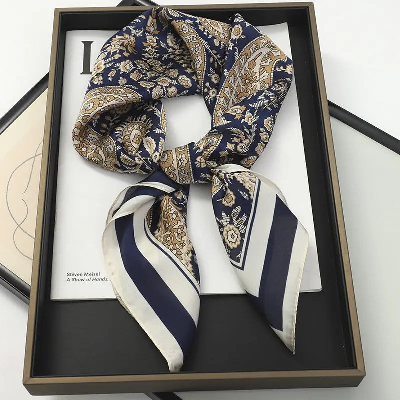 Artificial Silk Striped High-grade Korean Style Stylish Beach Arm Bag Silk Scarf hercurva