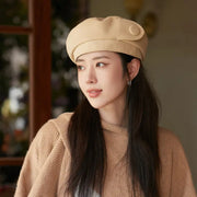 High-grade Buttons Make Your Face Look Smaller In Autumn And Winter Beret hercurva