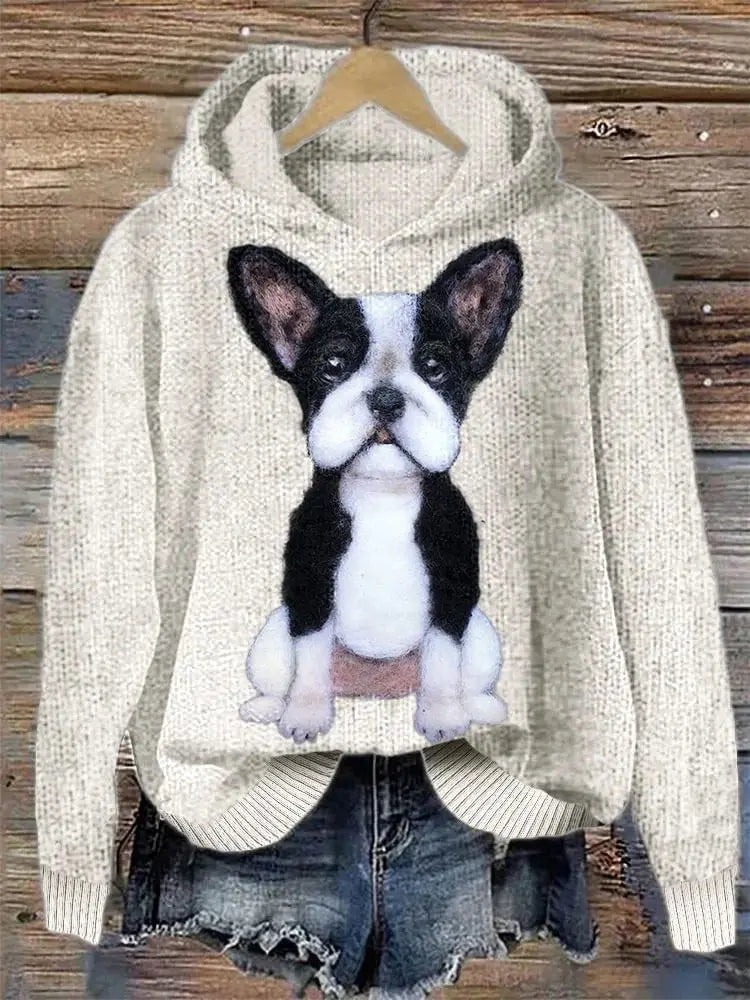 Animal Print Hooded Women's Sweater hercurva