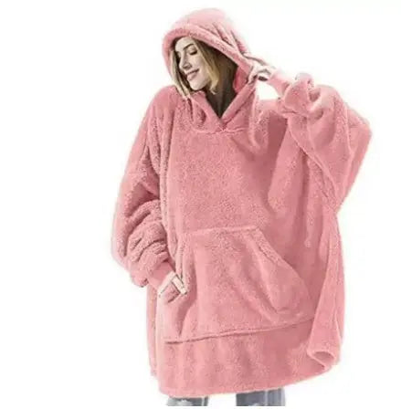 Hoodie Sweatshirt With Big Pocket Tops Sweater Comfortable Loose Double-Sided Fleece Thicker Wearable Blanket hercurva