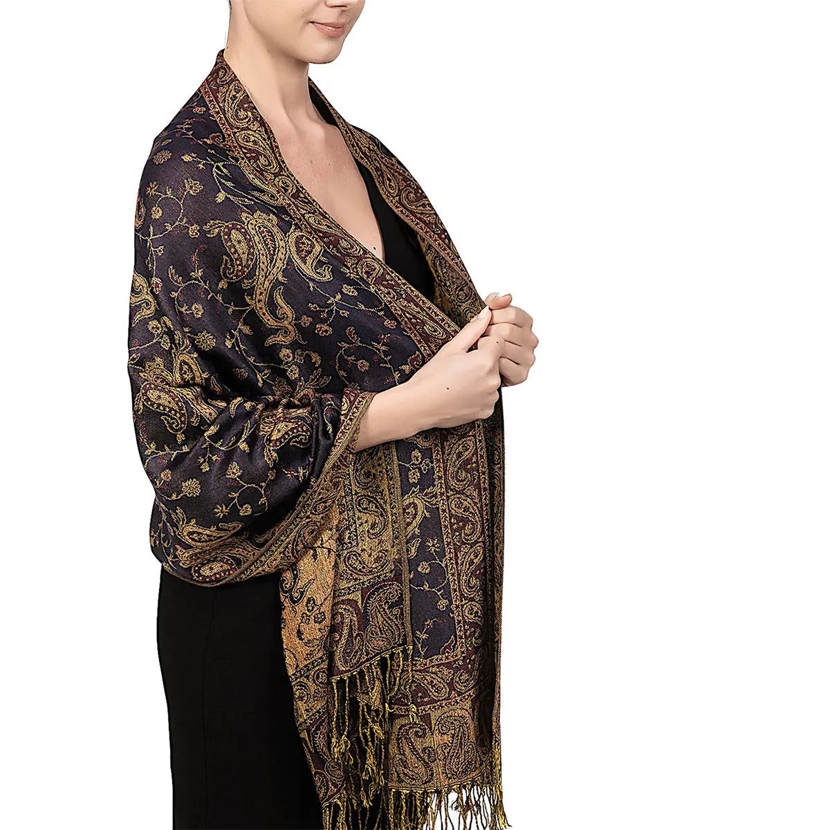 Ethnic Style Vintage Tassel Shawl Middle East Paisley Jacquard hercurva