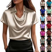 Fashionable Solid-Color Casual Lapel Collar Button-Down Short-Sleeve Shirt hercurva