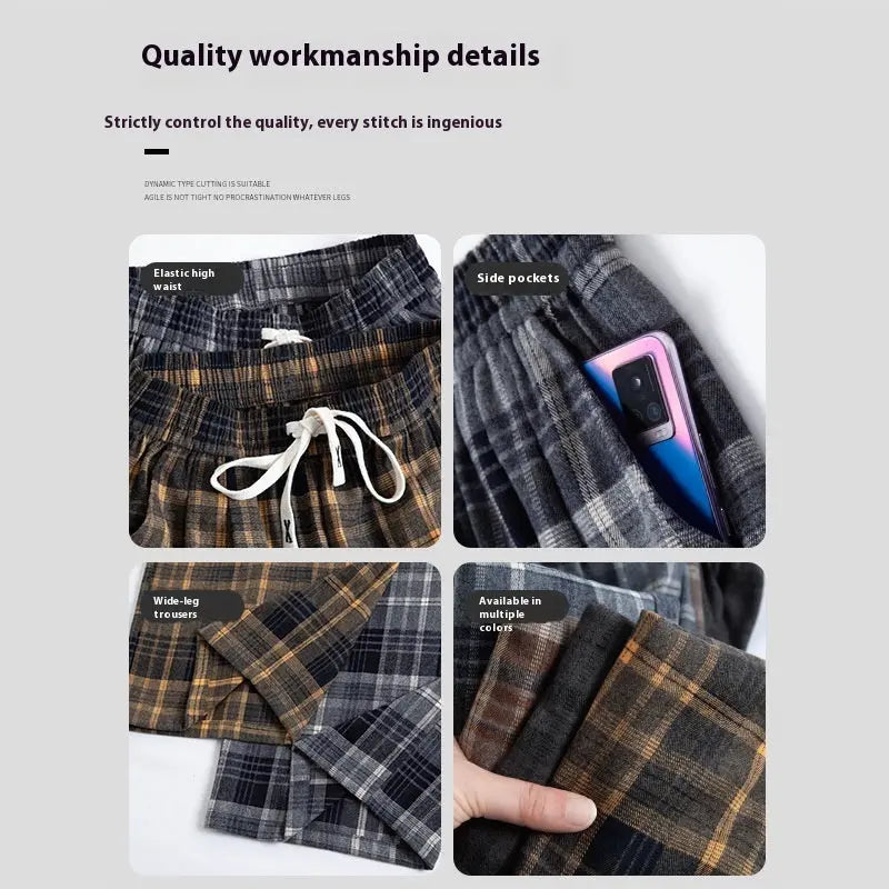 Plaid High Waist Drooping Baggy Pants hercurva