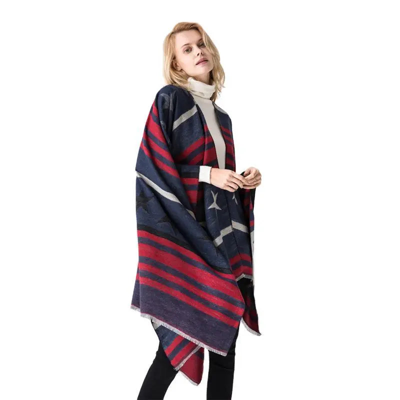 Cashmere Cape Split Shawl Air Conditioning Blanket hercurva