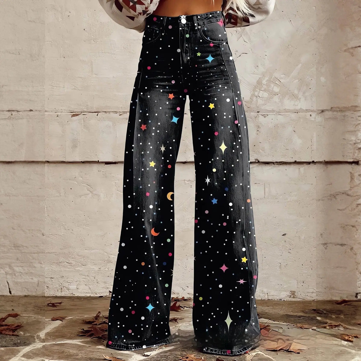 Foreign Trade Plus Size Women's Casual Pants Thin Imitation Jeans Wide Leg hercurva