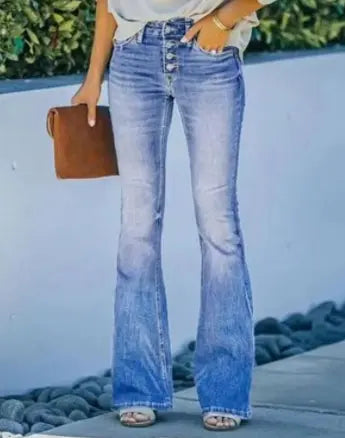 High Waist Bell Bottom Jeans Trendy Wear Washed Out Street Style Women's Denim Pants hercurva