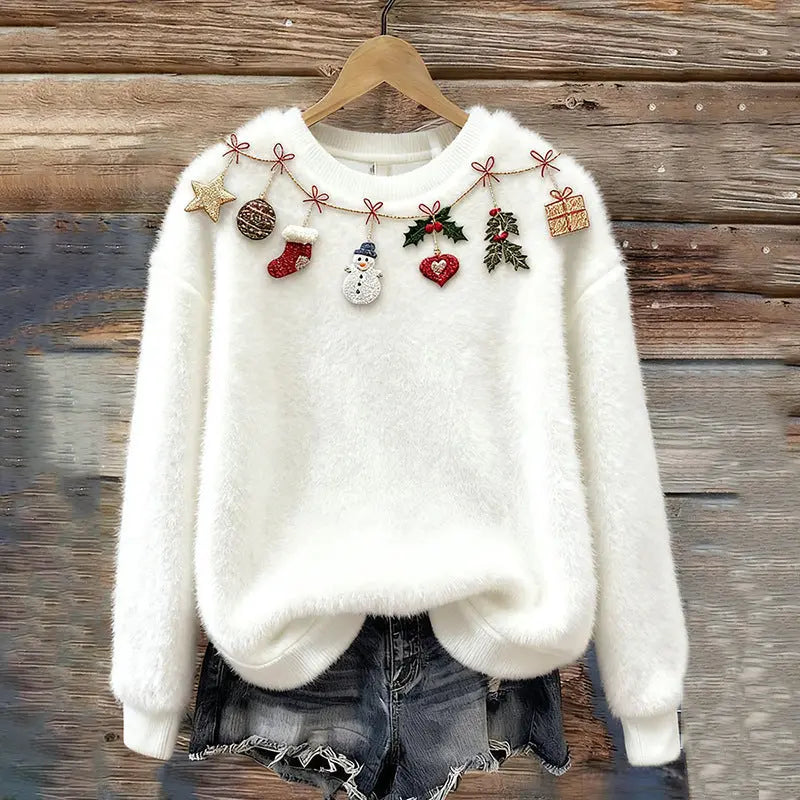 Women's Christmas Crew-neck Patterned Top hercurva