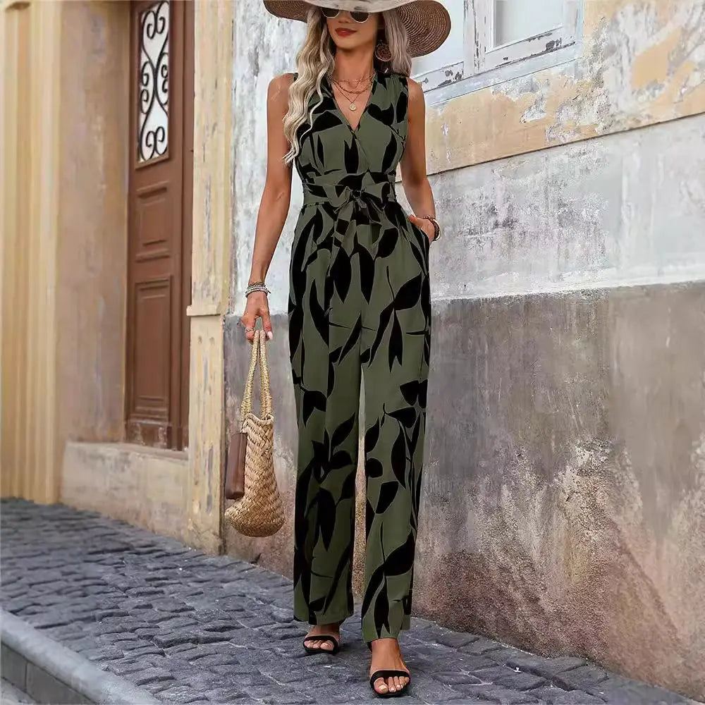 Fashionable High Waist Lace-up Wide Leg Jumpsuit For Women hercurva