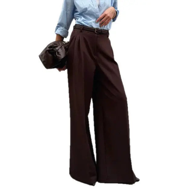 High Waist Mopping Commuter Draped Suit Pants hercurva