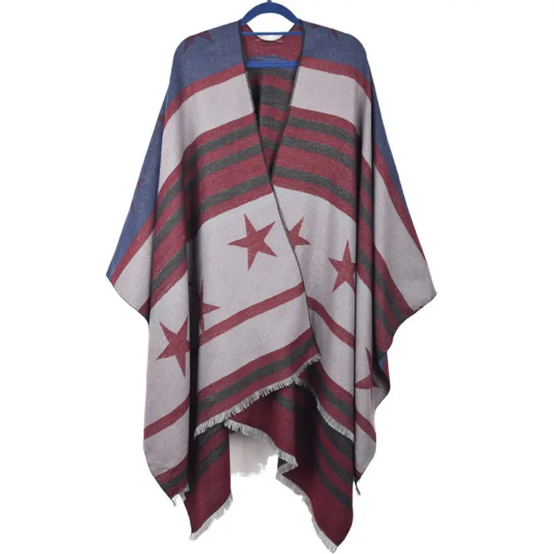 Cashmere Cape Split Shawl Air Conditioning Blanket hercurva