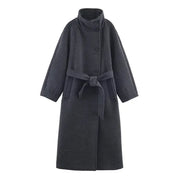 Women's Stand Collar Belt Overcoat Coat hercurva